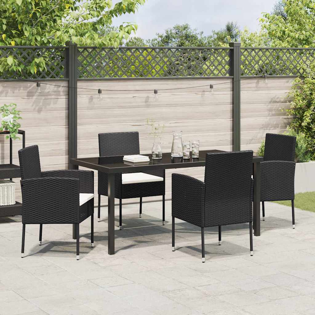Garten Essgruppe mit Kissen 5 pcs Schwarz Poly Rattan
