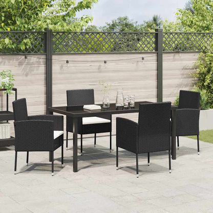 Garten Essgruppe mit Kissen 5 pcs Schwarz Poly Rattan