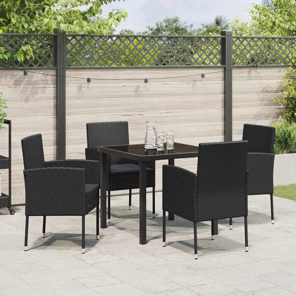 Garten Essgruppe mit Kissen 5 pcs Schwarz Poly Rattan