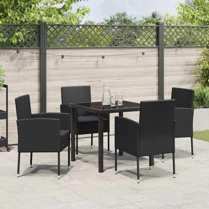 Garten Essgruppe mit Kissen 5 pcs Schwarz Poly Rattan