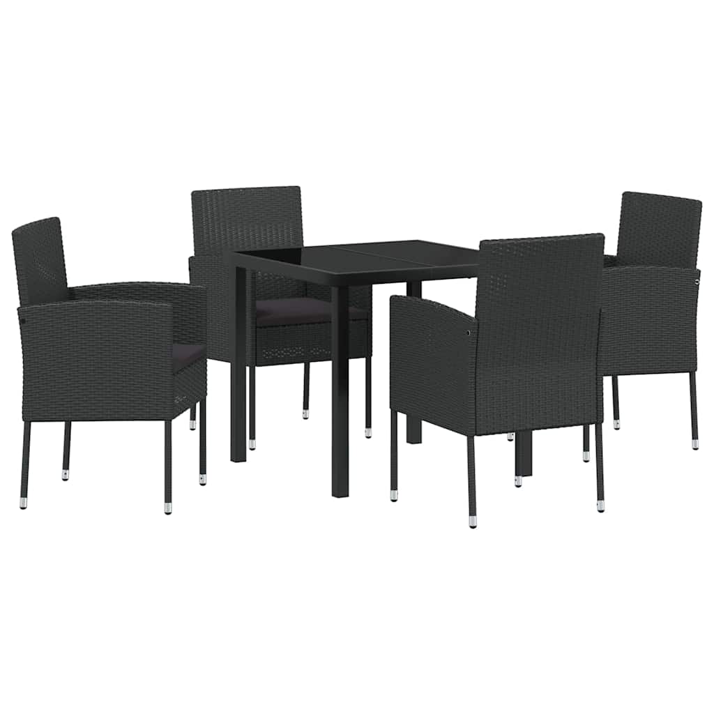 Garten Essgruppe mit Kissen 5 pcs Schwarz Poly Rattan