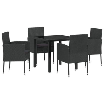 Garten Essgruppe mit Kissen 5 pcs Schwarz Poly Rattan