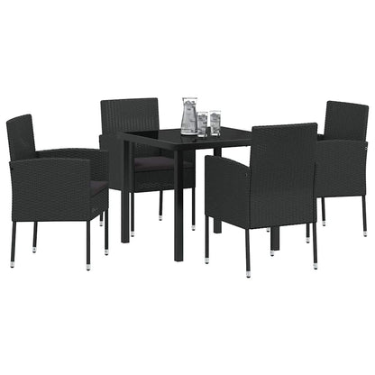Garten Essgruppe mit Kissen 5 pcs Schwarz Poly Rattan
