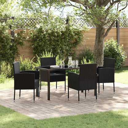 Garten Essgruppe mit Kissen 5 pcs Schwarz Poly Rattan