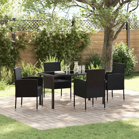 Garten Essgruppe mit Kissen 5 pcs Schwarz Poly Rattan