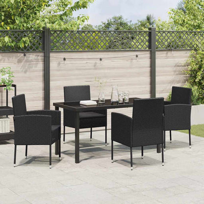 Garten Essgruppe mit Kissen 5 pcs Schwarz Poly Rattan