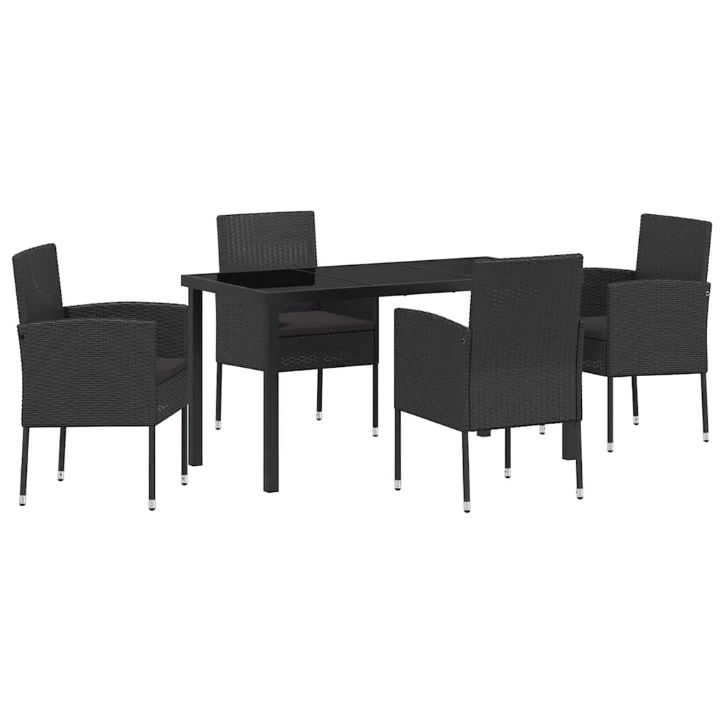 Garten Essgruppe mit Kissen 5 pcs Schwarz Poly Rattan