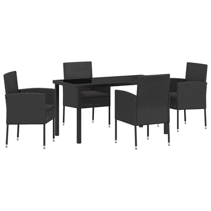Garten Essgruppe mit Kissen 5 pcs Schwarz Poly Rattan