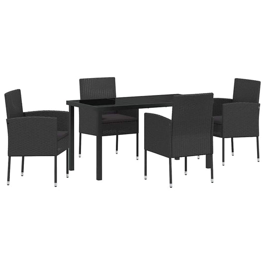 Garten Essgruppe mit Kissen 5 pcs Schwarz Poly Rattan