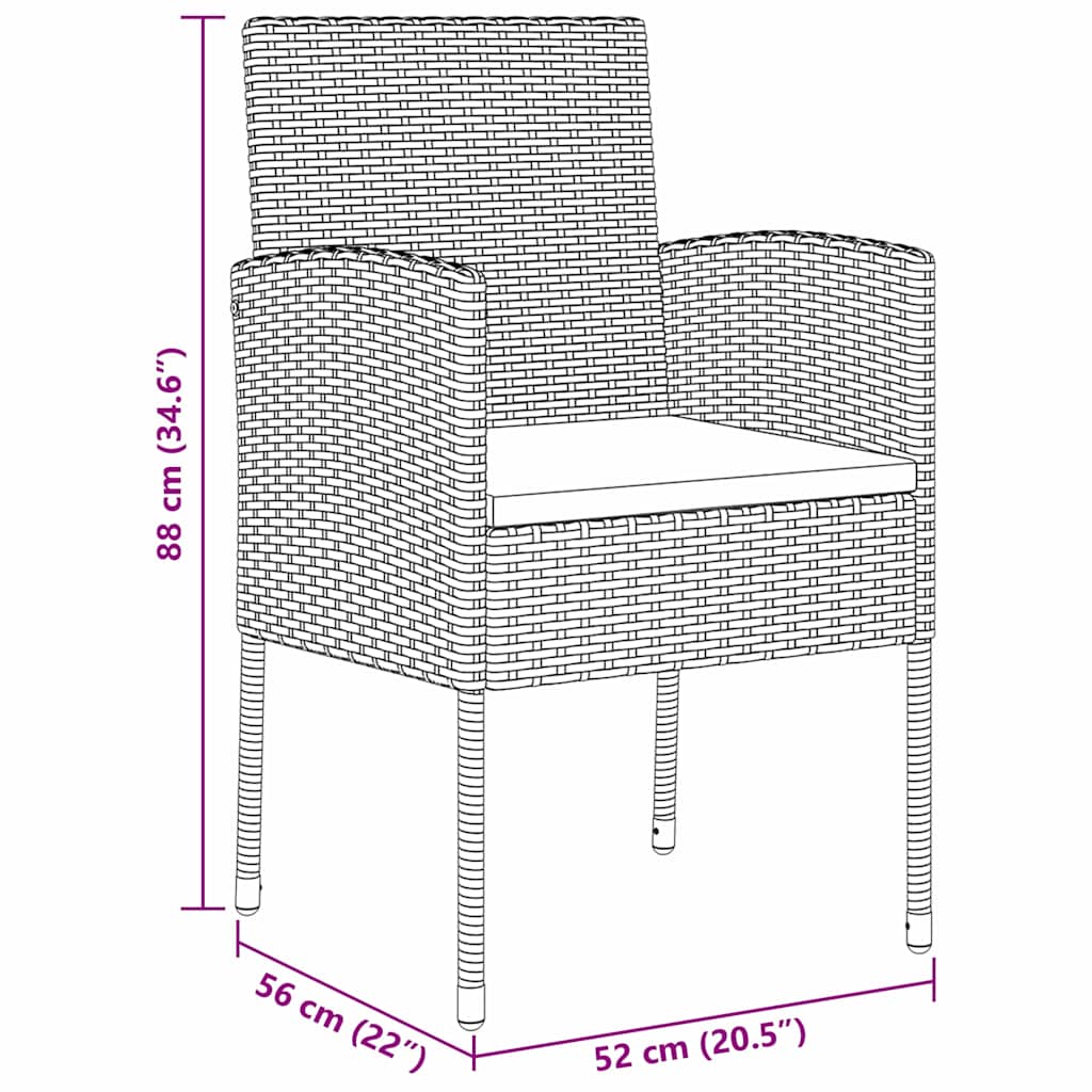 Garten Essgruppe mit Kissen 5 pcs Schwarz Poly Rattan