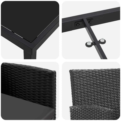 Garten Essgruppe mit Kissen 5 pcs Schwarz Poly Rattan