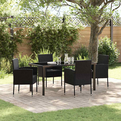 Garten Essgruppe mit Kissen 5 pcs Schwarz Poly Rattan