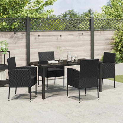 Garten Essgruppe mit Kissen 5 pcs Schwarz Poly Rattan