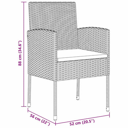 Garten Essgruppe mit Kissen 5 pcs Schwarz Poly Rattan