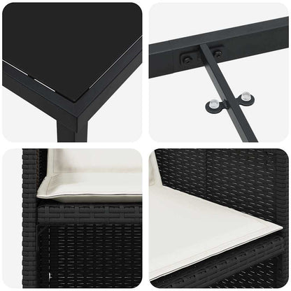 Garten Essgruppe mit Kissen 5 pcs Schwarz Poly Rattan