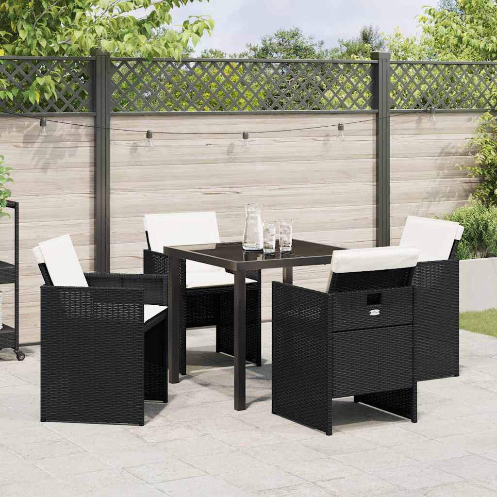 Garten Essgruppe mit Kissen 5 pcs Schwarz Poly Rattan