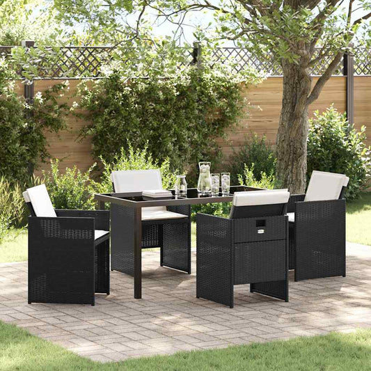 Garten Essgruppe mit Kissen 5 pcs Schwarz Poly Rattan