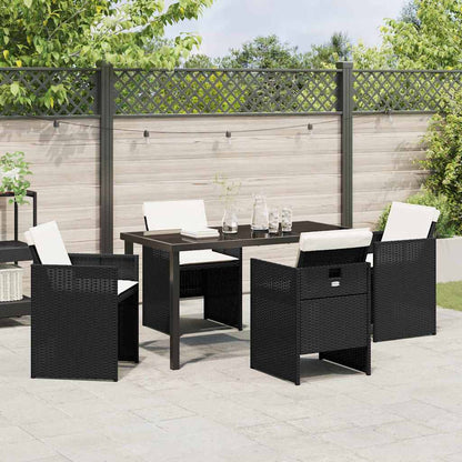 Garten Essgruppe mit Kissen 5 pcs Schwarz Poly Rattan