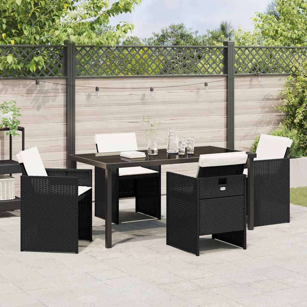 Garten Essgruppe mit Kissen 5 pcs Schwarz Poly Rattan