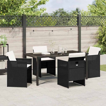Garten Essgruppe mit Kissen 5 pcs Schwarz Poly Rattan
