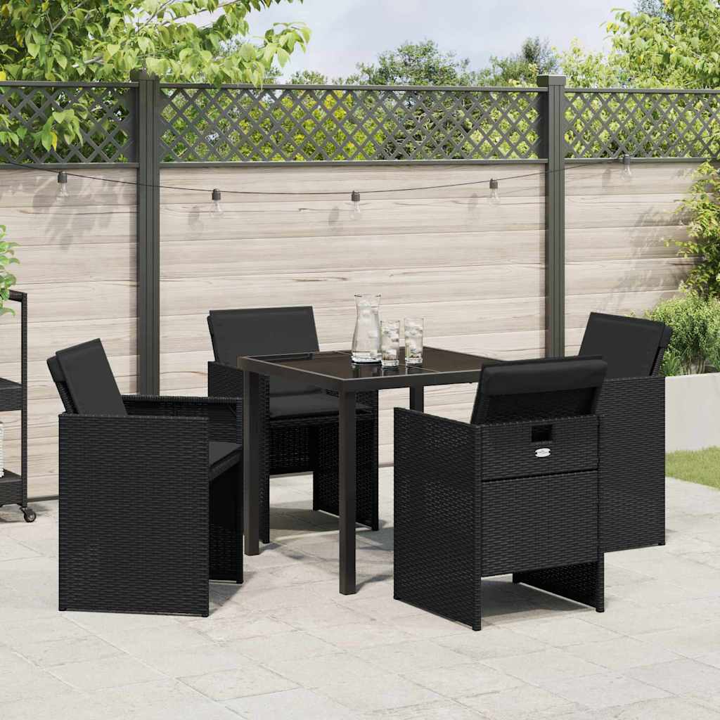 Garten Essgruppe mit Kissen 5 pcs Schwarz Poly Rattan