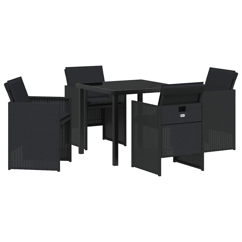 Garten Essgruppe mit Kissen 5 pcs Schwarz Poly Rattan