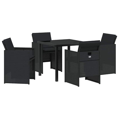Garten Essgruppe mit Kissen 5 pcs Schwarz Poly Rattan