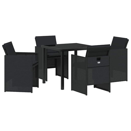 Garten Essgruppe mit Kissen 5 pcs Schwarz Poly Rattan