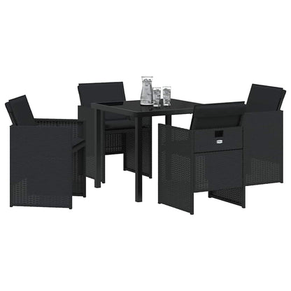 Garten Essgruppe mit Kissen 5 pcs Schwarz Poly Rattan