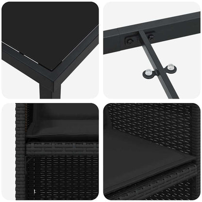 Garten Essgruppe mit Kissen 5 pcs Schwarz Poly Rattan