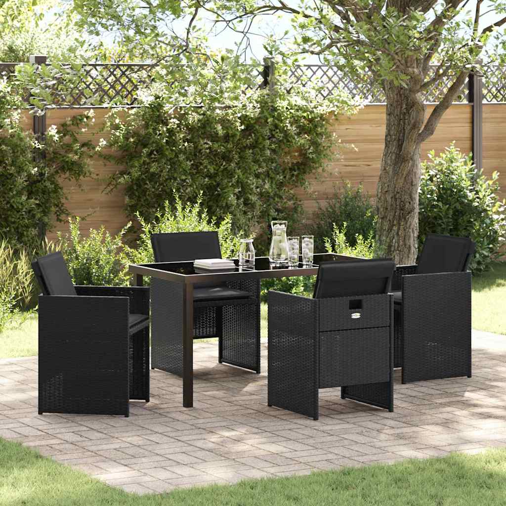 Garten Essgruppe mit Kissen 5 pcs Schwarz Poly Rattan