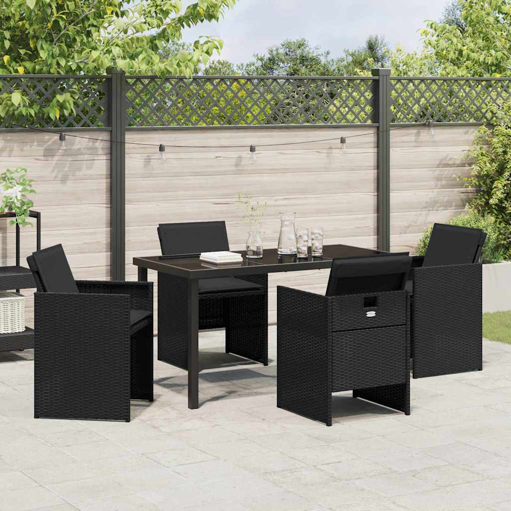 Garten Essgruppe mit Kissen 5 pcs Schwarz Poly Rattan
