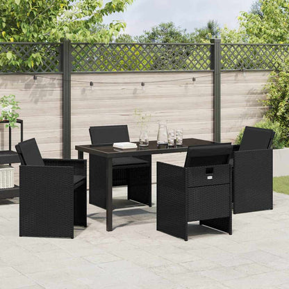 Garten Essgruppe mit Kissen 5 pcs Schwarz Poly Rattan