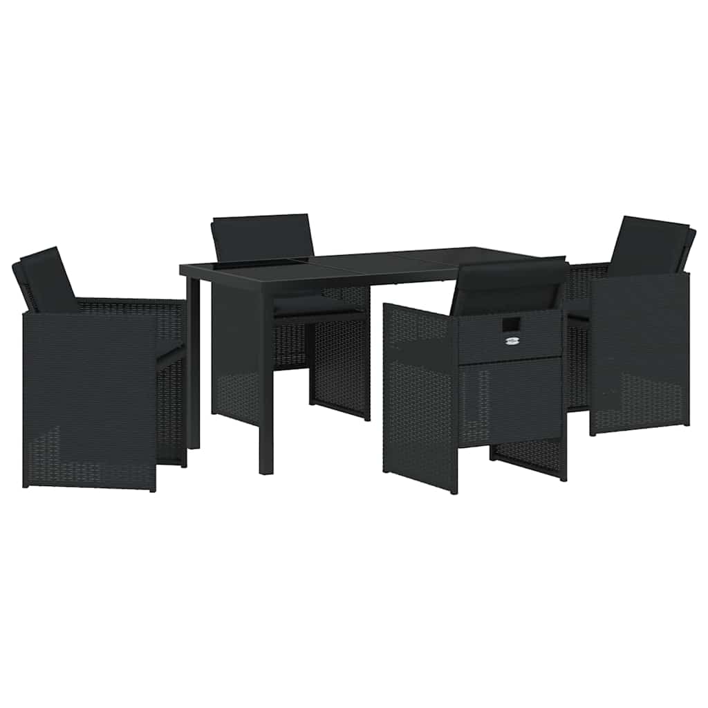 Garten Essgruppe mit Kissen 5 pcs Schwarz Poly Rattan