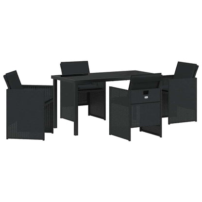 Garten Essgruppe mit Kissen 5 pcs Schwarz Poly Rattan
