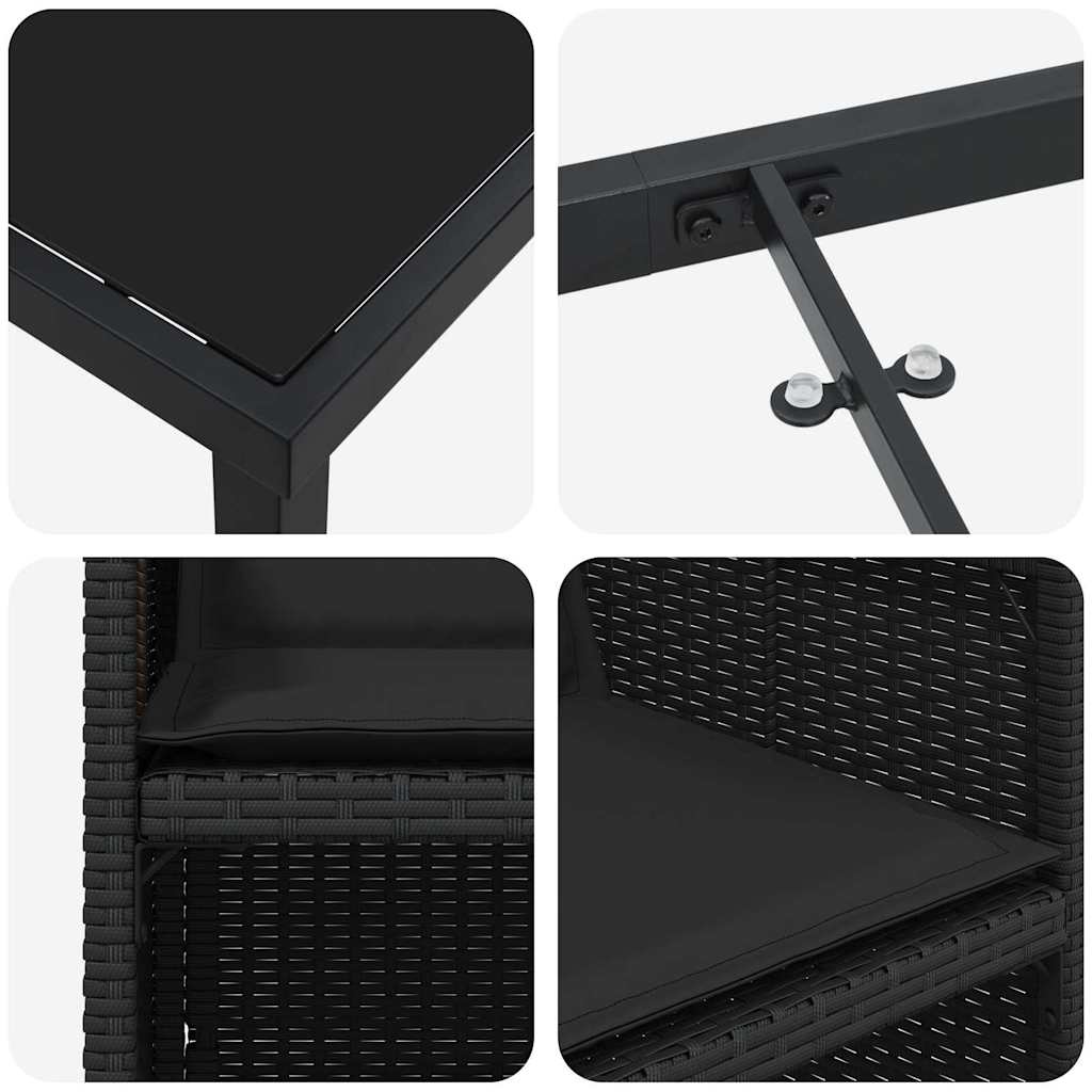 Garten Essgruppe mit Kissen 5 pcs Schwarz Poly Rattan