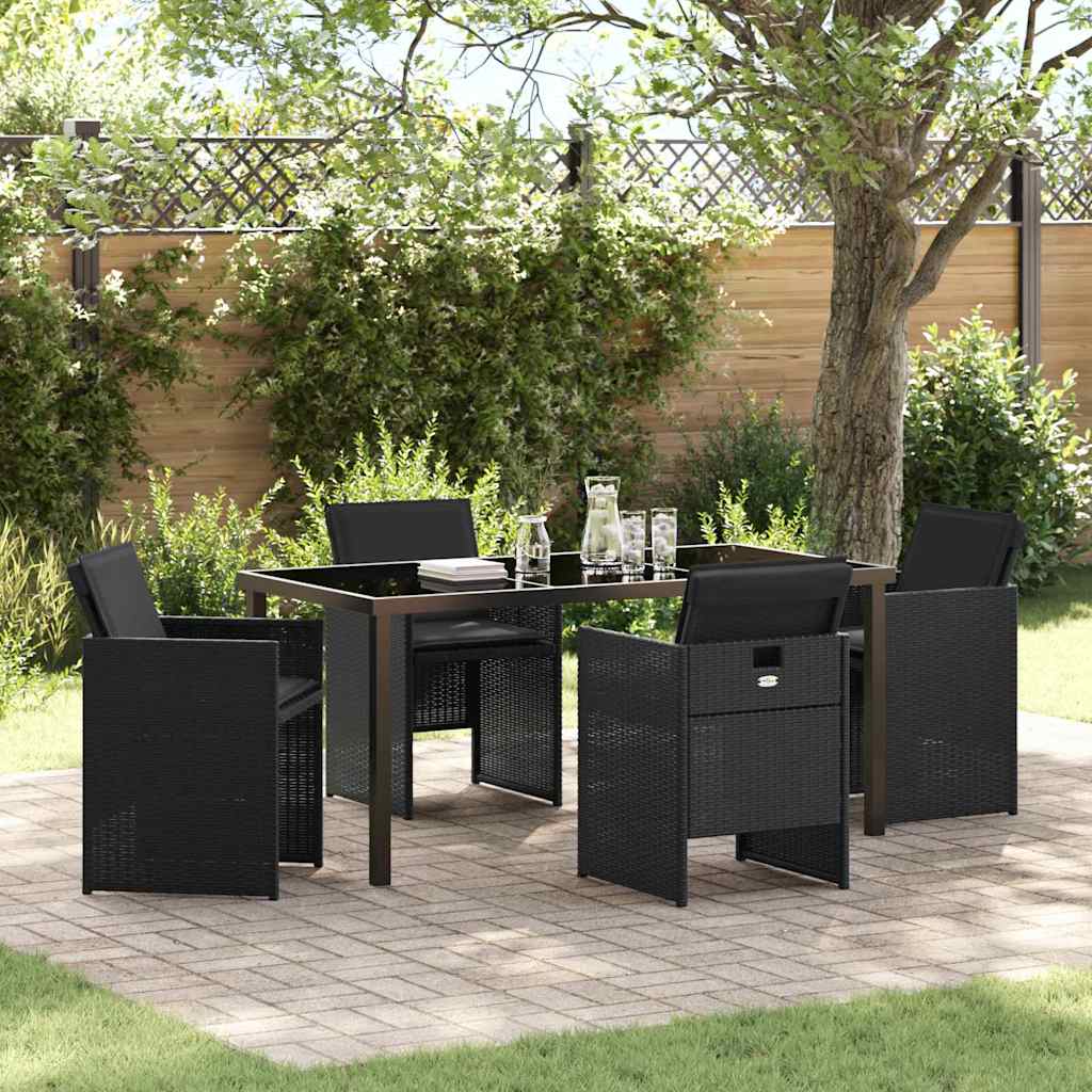Garten Essgruppe mit Kissen 5 pcs Schwarz Poly Rattan