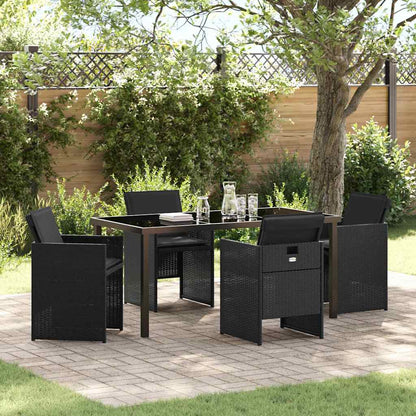 Garten Essgruppe mit Kissen 5 pcs Schwarz Poly Rattan