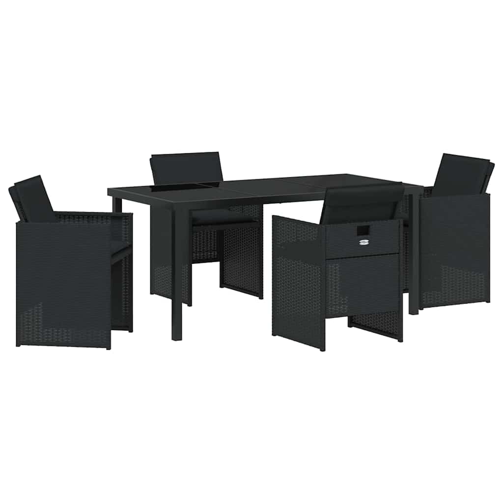 Garten Essgruppe mit Kissen 5 pcs Schwarz Poly Rattan