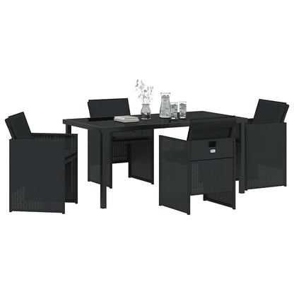 Garten Essgruppe mit Kissen 5 pcs Schwarz Poly Rattan