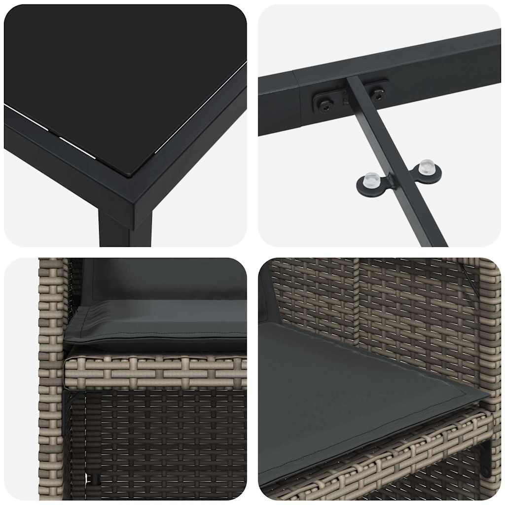 Garten Essgruppe mit Kissen 5 pcs Grau Poly Rattan