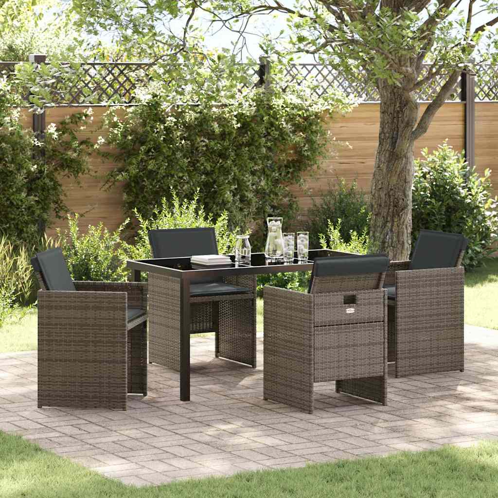 Garten Essgruppe mit Kissen 5 pcs Grau Poly Rattan