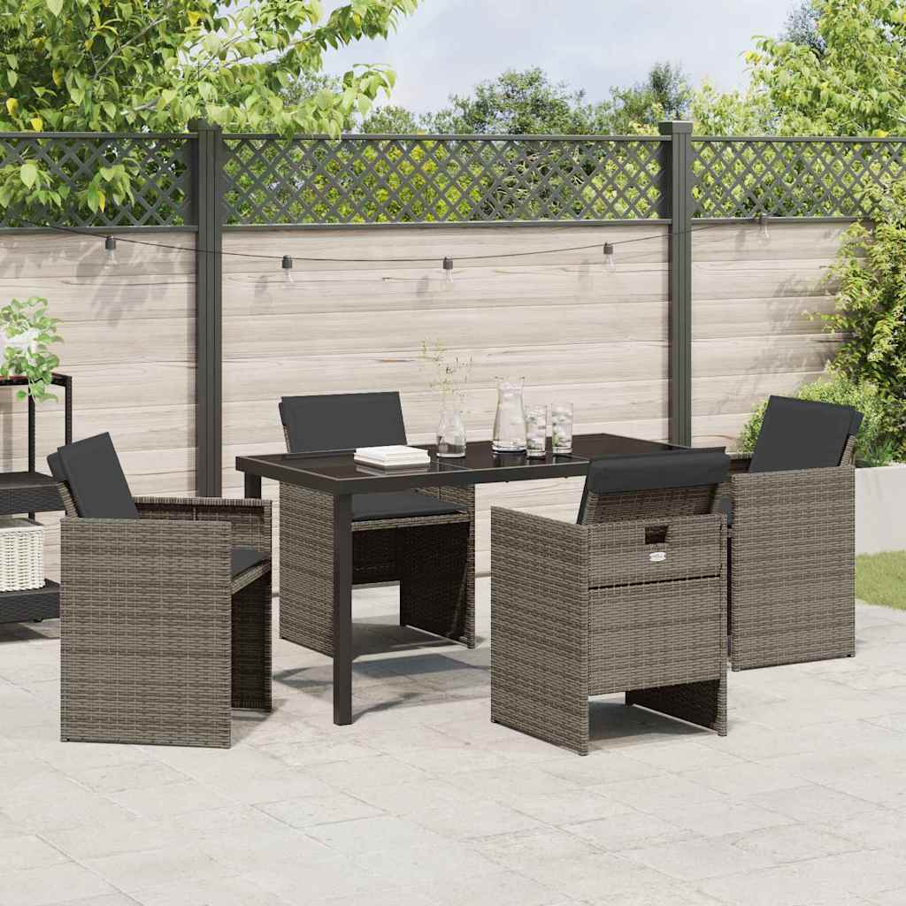 Garten Essgruppe mit Kissen 5 pcs Grau Poly Rattan