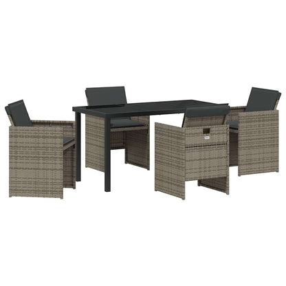 Garten Essgruppe mit Kissen 5 pcs Grau Poly Rattan