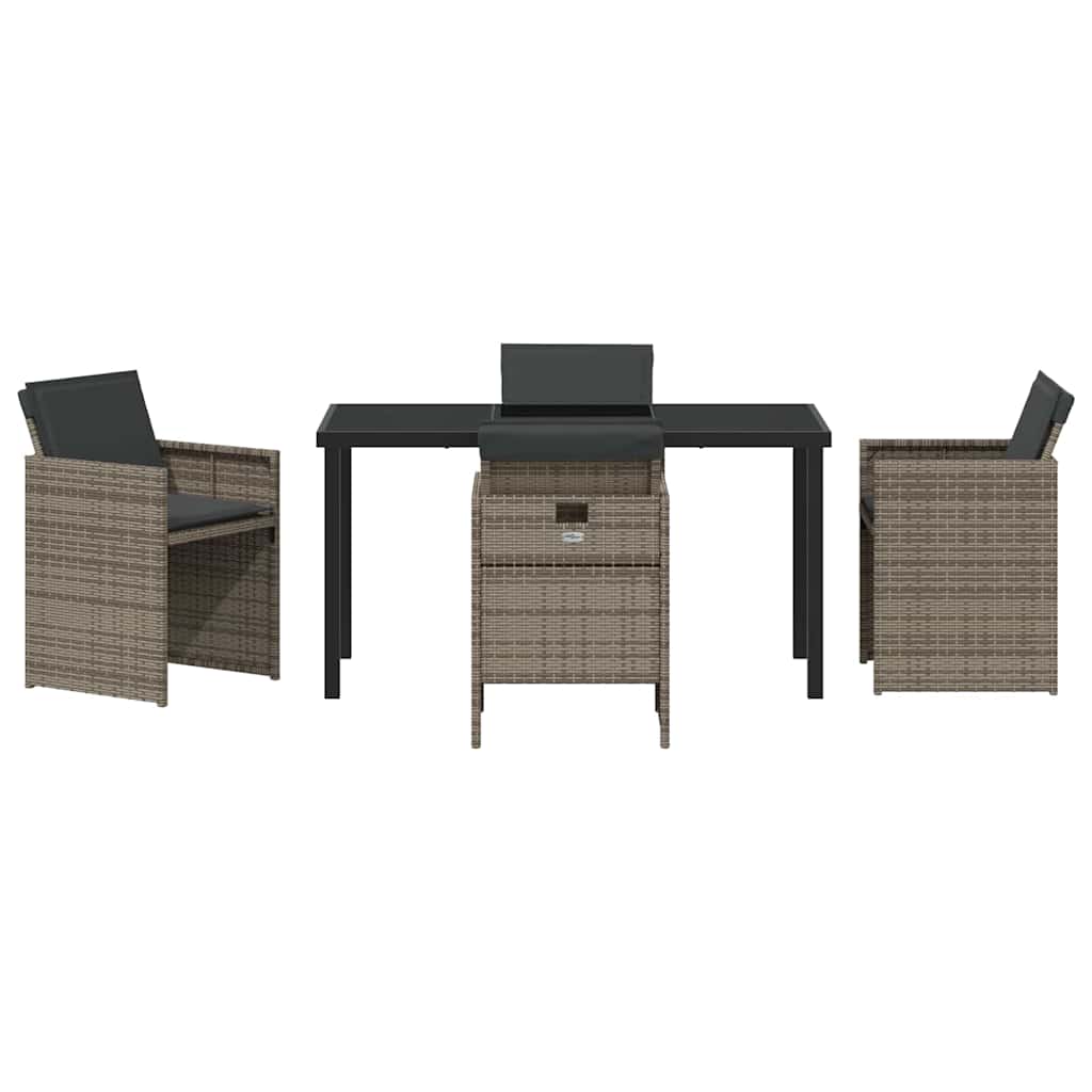 Garten Essgruppe mit Kissen 5 pcs Grau Poly Rattan