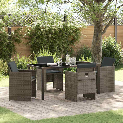 Garten Essgruppe mit Kissen 5 pcs Grau Poly Rattan