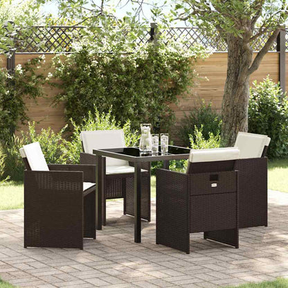 Garten Essgruppe mit Kissen 5 pcs Braun Poly Rattan