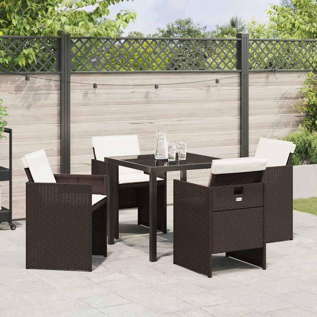 Garten Essgruppe mit Kissen 5 pcs Braun Poly Rattan