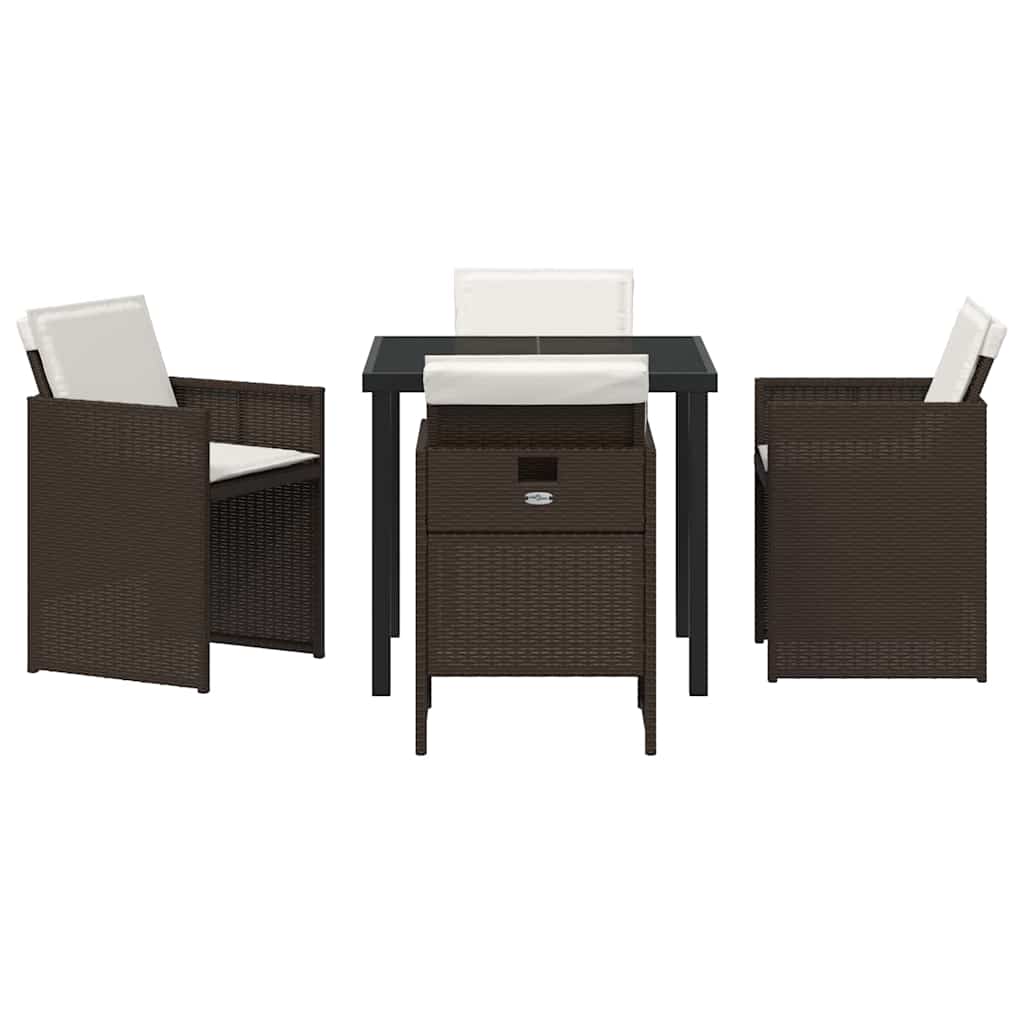 Garten Essgruppe mit Kissen 5 pcs Braun Poly Rattan