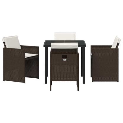 Garten Essgruppe mit Kissen 5 pcs Braun Poly Rattan